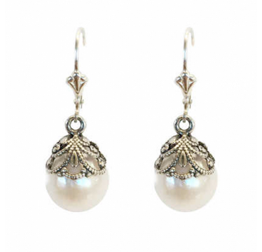 Vintage Style Earrings with Large Baroque Pearls 